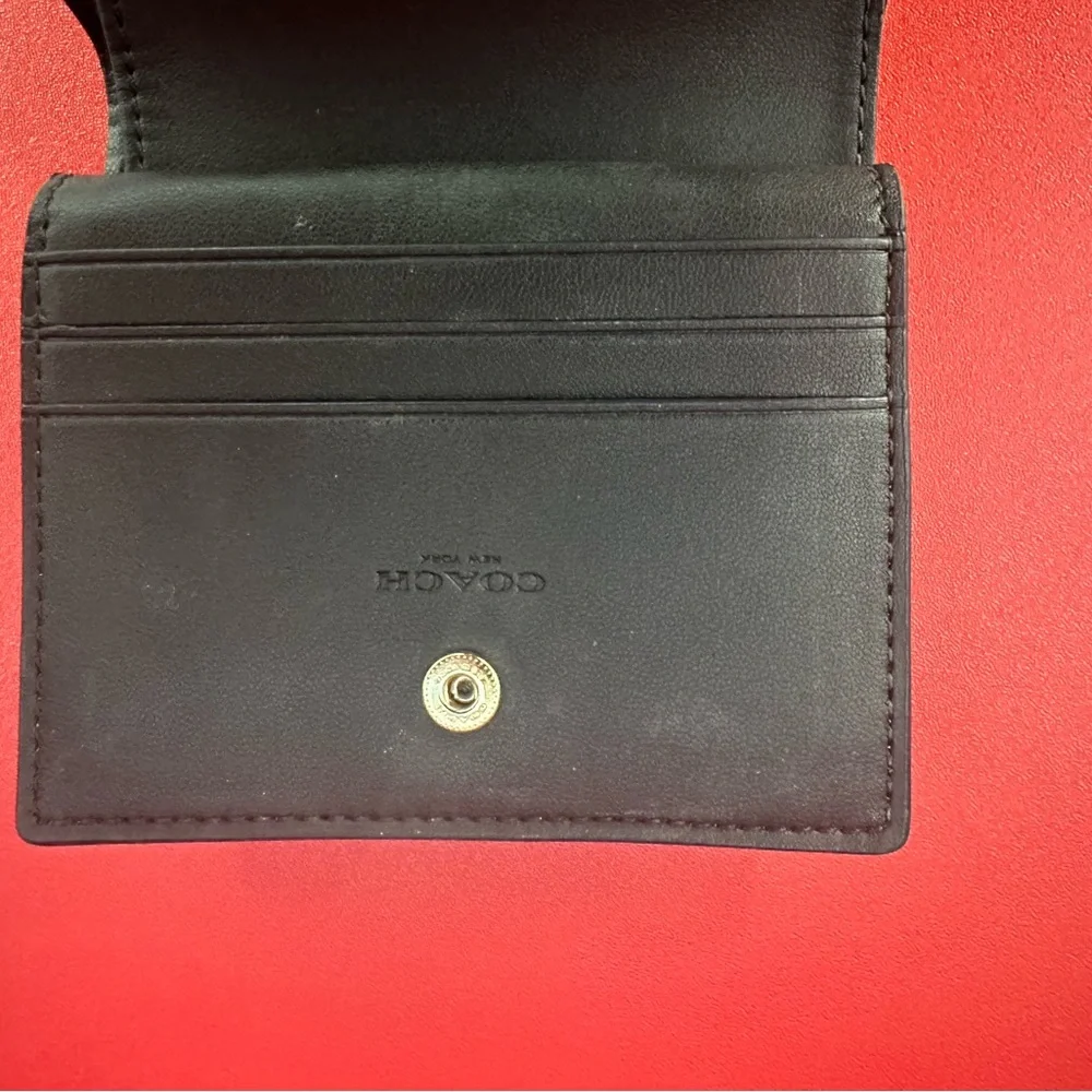 Coach Pebble Leather Snap Wallet (Black) - Picture 8 of 10